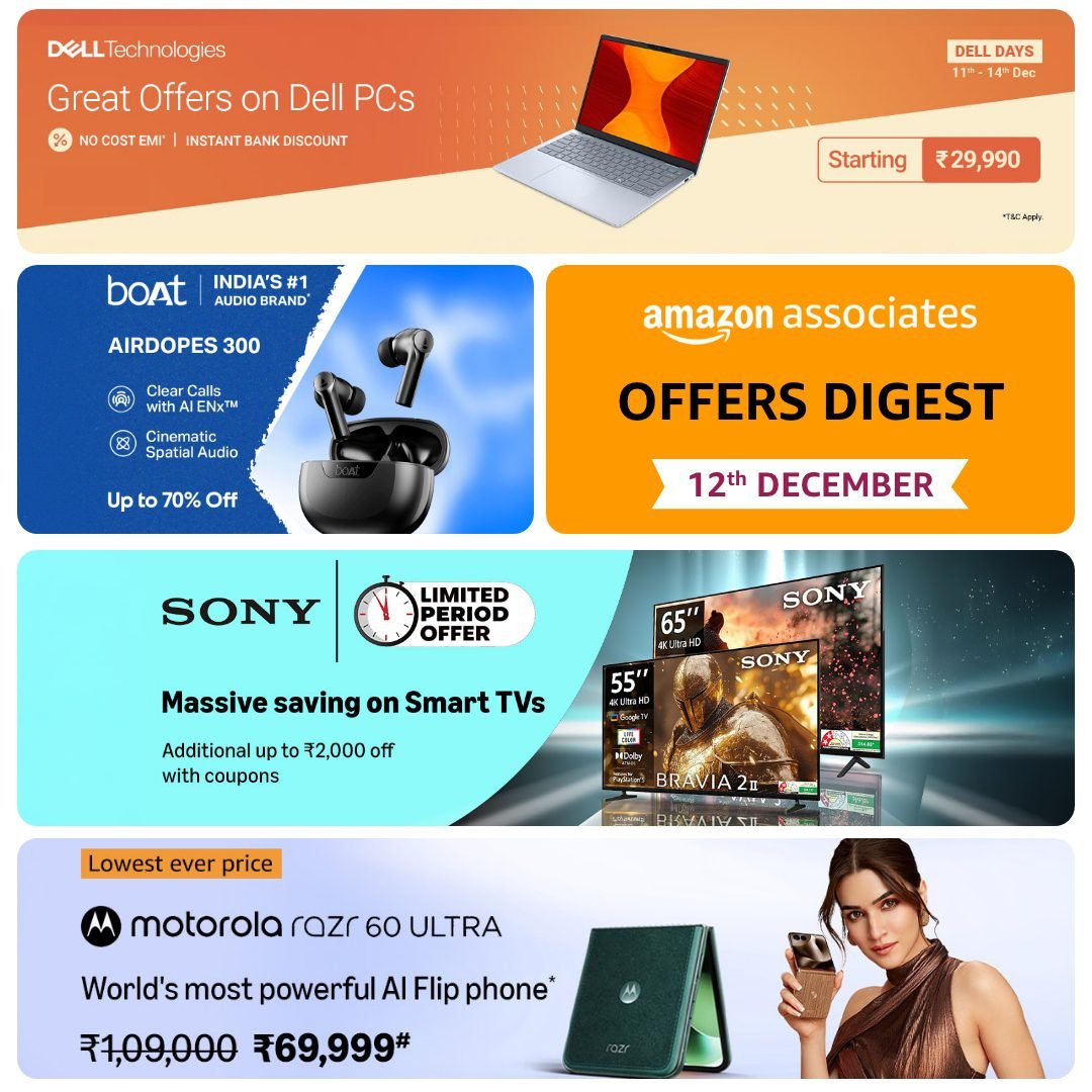 Blockbuster Deals of the Day | Dell PCs, boAt Airdopes, Sony Smart TVs & Motorola Razr